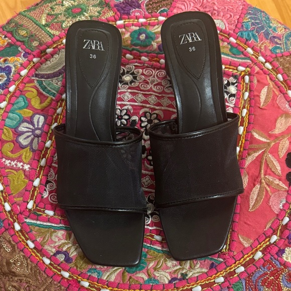 Zara Shoes - Zara Black Mesh Mules